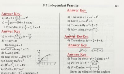 8.3 Independent Practice Page 221 Answer Key